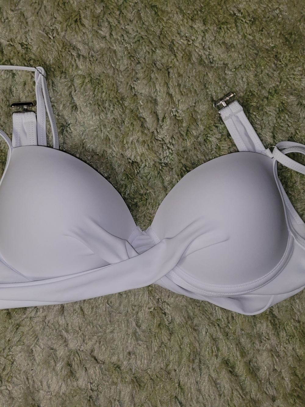 SHEIN White Twist Front Padded Bikini Top